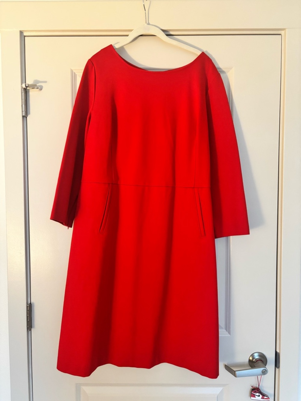 SPANX Red Long-Sleeve Boatneck A-Line Dress